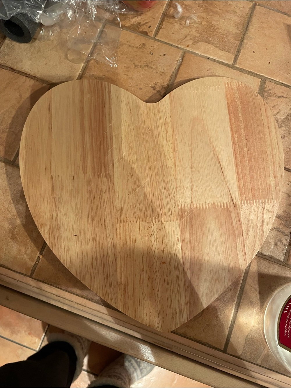 Heart-Shaped Wooden Cutting/Serving Board - Natural Wood